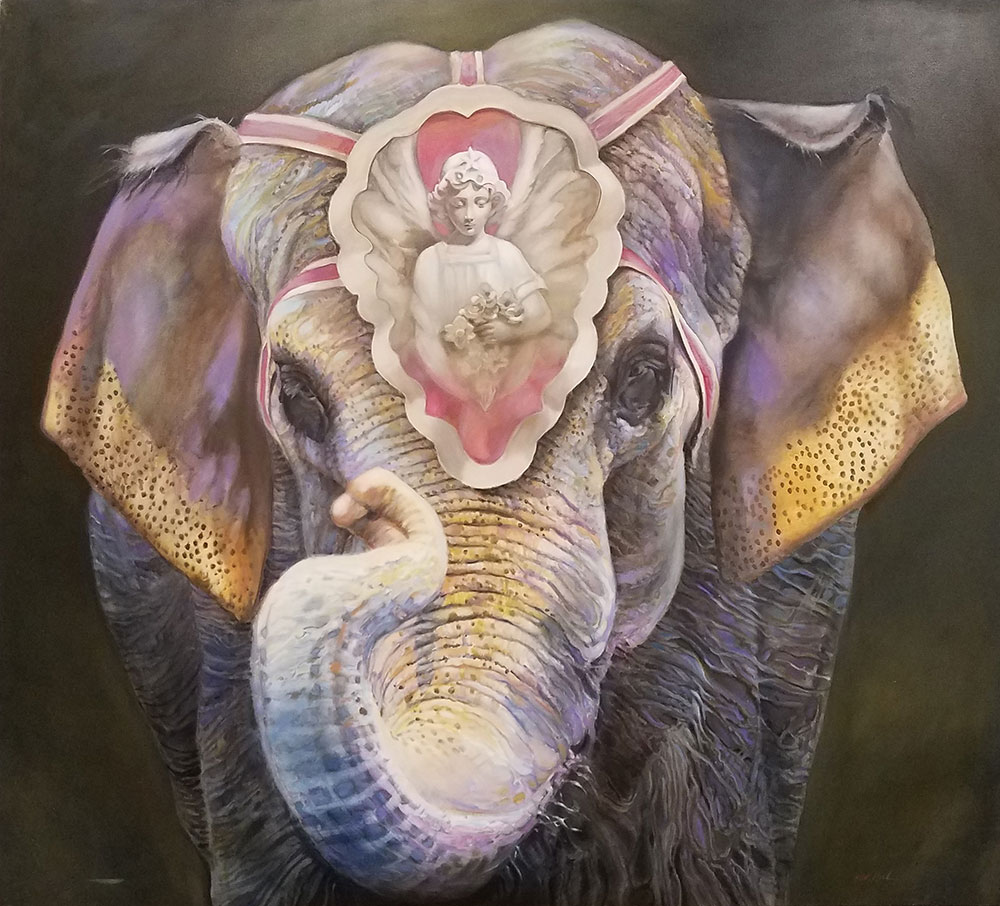 The Messenger - painting of an elephant - by N.A. Noël
